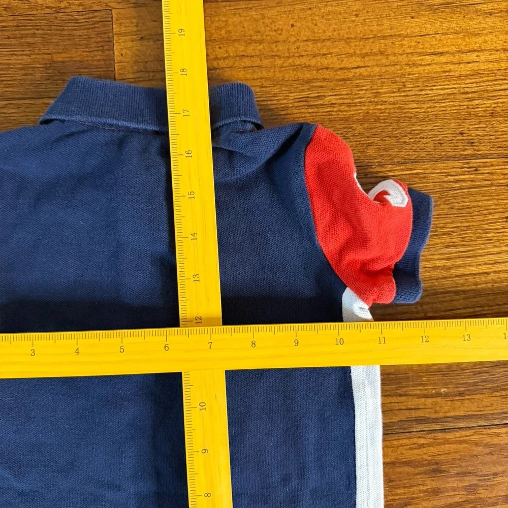 Ralph Lauren Baby 12M Colorblock Piqué Cotton Collared Romper Emb Logo SS